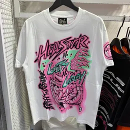 Homens camisetas Camiseta Designer Hellstar Graphic Tee Roupas Roupas Hipster Lavado Tecido Street Graffiti Lettering Foil Imprimir Vintage Fitting Plus Size