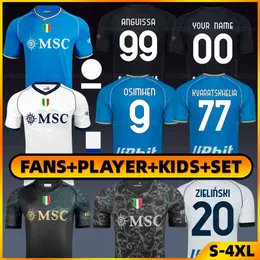 Maglia Napoli Neapel Soccer Jersey 2023 24 Maradona Osimhen Di Lorenzo Kvaratskhelia Piotr Zielinski Lobotka Frank Youth Kids Football Kit Uniform