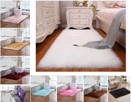 Imitacja wełniana dywan pluszowy salon sypialnia futra dywanika do mycia fotela puszyste dywaniki 4040 cm 5050 cm miękki Rug9495184