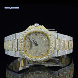 Relógio de moissanite gelado de marca superior, relógio de aço inoxidável, hip hop, pelo menor preço do exportador indiano