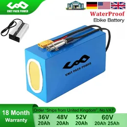 Batterier Escooter Ebike Battery Pack 36V 48V 52V 60V 72V 40AH 25AH 20AH 250W3000W MOTORCYCLE/TRIKES/Cykel Vattentäta litiumbatterier