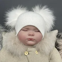 Missjanefur Winter Angora القبعات المحبوكة طفل رضيع لطيف مزدوج بوم قبعة قبعة صغيرة طفل الأطفال الأطفال.