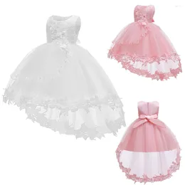 Mädchen Kleider Geboren Prinzessin Kleid Baby Mädchen 1 Jahr Kinder Geburtstag Solide Lange Tailing Elegante Vestido Für 0-2Y Brautjungfer abendkleid