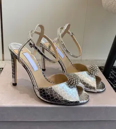 Nuove donne di marca di lusso Sandali Sacora Scarpe Perle Perline di cristallo Tacco alto Caviglia con cinturino Abito da sposa Party Lady Gladiatore Sandali con tacco Scarpe EU35-43 Con scatola