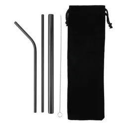 14 PCS Metal Resulable 304 Stainless Steel Straws Straight Bent Bent Straw Straw with Case Cleaning Brush Set Party Bar Accessory1167726