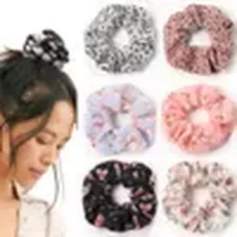 Hästsvanshållare kvinnors huvudband scrunchies hår krossig chiffong leopard färg elastisk hårring hårband scrunchie stora hårband huvud zz