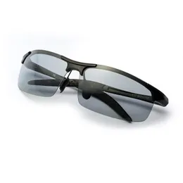 Sunglasses 2019 Photochromic Polarized Semirimless Sunglasses Driver Rider Sports Goggle Chameleon Change Color Glasses Men Women 8177