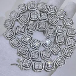 Gelado para fora quadrado espumante baguette zircônia cúbica corrente chunky homens mulheres jóias gargantilha hip hop 13mm diamante tênis 240106