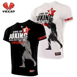 VSZAP BOXING KING MMA Duży ciasny lato SANDA JUDO TRINGING T-shirt z krótkim rękawem 3D Fiess TOP S-4XL