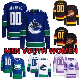 Camisas De Hóquei Personalizadas Vancouver Mens Canucks 44 Kyle Burroughs 60 Collin Delia 24 Travis Dermott 15 Sheldon Dries 8 Conor Garland Filip Hronek Dakota Joshua Juulsen