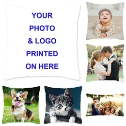 Miaotu Custom Cushion Cover Diy Customized Throw Pillow Home Decorative Square Wedding Pets Print Pillow Case Drop 240106