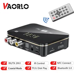 커넥터 NFC 송신기 수신기 Bluetooth 5.0 RCA 3.5mm 광학 동축 TF/U 디스크 플레이/IR 제어 LED 무선 오디오 어댑터 TV PC