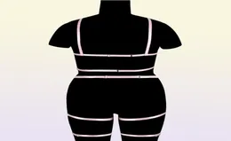 가터 에로틱 란제리 플러스 크기 BDSM 하네스 여성 고딕 속박 바디 멜빵 가터 벨트 섹시한 의상 착용 스타킹 세트 4808085