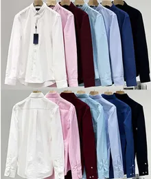 Camicie da uomo Camicetta ricamata di alta qualità per cavalli piccoli Manica lunga Tinta unita Tinta unita Slim Fit Abbigliamento da lavoro casual Camicia a maniche lunghe Taglia normale più colori4637