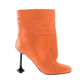 2023 Damen Damen Echtes Leder Mandelförmige Zehen Knopf Cowboystiefel Hochzeit speziell geformte hohe Absätze Gladiator Lässig Die Laufstegtaschen Falten Sie Schuhe Größe 34-44