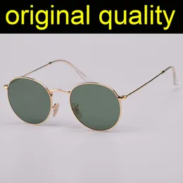 Óculos clássico retro redondo metal óculos de sol lentes de vidro real das mulheres dos homens senhoras gafas oculos lunette de soleil femme
