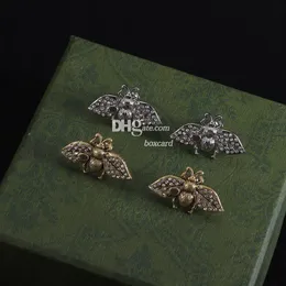 Vintage Bee Style Studs Earrings For Women Luxury Rhinestone Charming Studs With Gift Box Birthday Valentines Day Gift