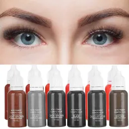 6pcs 15ml Eyebrow/Lip Tattoo Pigment Set Microblading Semi-Permanent Plant ct Beauty Makeup Tattoo Ink Kit Pigment Cosmetic 240108