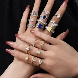 Cluster-Ringe Karatschi Japanischer koreanischer europäischer und amerikanischer S925-Sterlingsilber-Ring für Frauen 5A8A Blumenschnitt-Birnenform