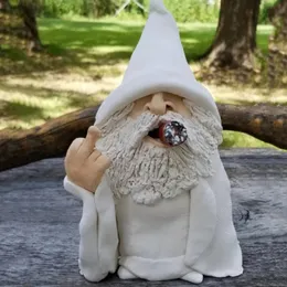 Bahçe Gnome Süsler Reçine Heykeli Heykelcik Beyaz Cobe Sigara Orta Finger Masa Kitaplık Sanat Açık Kapalı Ev Dekoru 240108