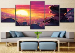 Canvas Print målning Wall Art League of Legends Game Poster 5 Piece Landscape Field Mushroom Sunset Teemo Picture for Kids Room7660865