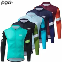Cycling Jersey Sets 2023 POC Spring Autumn Tight Fitting Downhill Slope Long Sleeve Breathable Jersey Suit Mountain Bike Triathlon Cycling ClothesL240108