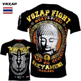 T-shirt Vszap Fiess a maniche corte Thai Boxing MMA Cotone Oro e Argento Testa di Buddha Personalità di arti marziali