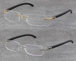 Hela original Black Buffalo Horn Rimless Metal Frame Man Woman Optical White äkta Natural Hor Eyeglasses 18K Gold Frame 824042696