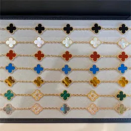 Роскошные дизайнерские браслеты бренда Clover VAN для женщин, 18-каратное золото, серебро, черный, белый, красный, зеленый, камень, браслет из перламутра, ювелирные изделия для свадебной вечеринки