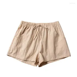 Shorts femininos verão casual linho meados de cintura curta moda mulher streetwear calças