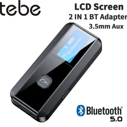 Динамики tebe Bluetooth 5,0, аудиоприемник, передатчик 2 в 1 с ЖК-дисплеем, USB3,5 мм, AUX, стерео беспроводной адаптер для ТВ, ПК, автомобильный динамик