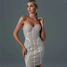 Casual Dresses 2024 Black White Color Women Fashion Strap Sexy BodyCon Mini Dress Rayon Bandage Nightclub Party Firar Wholesale