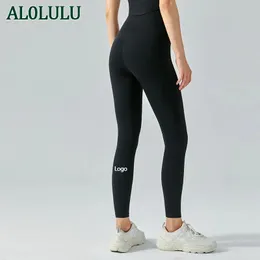 Roupa AL0LULU com logotipo feminino esportes calças de ioga leggings de ginástica