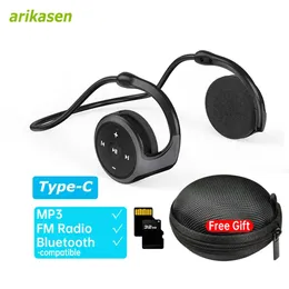 Radio Mp3 Player FM Radio Wireless Headphones 3 i 1 Typec Bluetooth Headsets TF -kort på örat bekväma trådlösa hörlurar med mikrofon