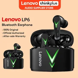 سماعات الأذن 100 ٪ Lenovo LP6 Gaming Earbuds Esports Games Music 5.0 Earphone Bluetooth Wireless Mode Mode Headset New