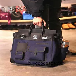 Borse Hac40 Tela Hac Cargo con borsa in pelle Swift Borsa da uomo di grande capacità Tessuto blu scuro rinforzato e ispessito con logo 18UI