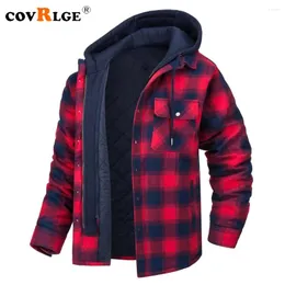 Jaquetas masculinas Covrlge Inverno Estilo Britânico Flanela Xadrez Grosso Térmico Casual Com Capuz Blusão Casacos Outerwear MWJ339