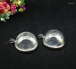 Naszyjniki wiszące 20ets/Lot20 mm pół okrągłego szklanego szklanego kopuły srebrne złącze złącza