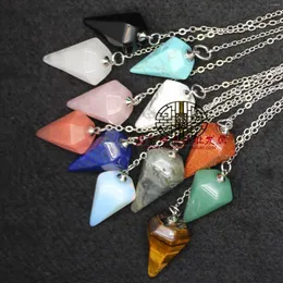 Pendant Necklaces Reiki Healing Pendulums Radiesthesia Natural Stones Amulet Crystal Pendulum For Men Women Pendulos Small Size