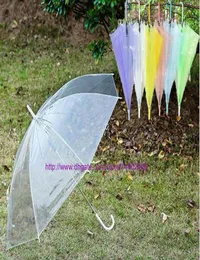 50pcs FedEx DHL 선박 투명 우산 명확한 PVC 우산 우산 긴 손잡이 우산 레인 방지 6 Colors3205810
