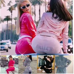 Tracksuit Womens 2 피스 팬츠 벨벳 세트 정장 여성 세트 트랙 벨벳 벨벳 벨벳 슬리브 검은 회색 빨간 지퍼 코트 땀 땀 스포츠 레드 슈트 슬림 한 캐주얼 후드