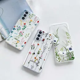 Custodie per cellulari Custodia per cellulare dipinta a fiori carino per Samsung S22 S21 S20FE Custodie morbide in silicone ultra trasparente per Samsung Galaxy S23 Plus Ultra ShellL240105