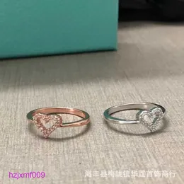 N0ow Designer Tiffanset Bandringe t Family's New Hollow Heart Ring Fashion Simple Net Red Rose Gold Shaped Diamond