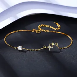 Zircon Star Bracelet S925 Silver Plated 18k Gold Fashion Bracelet Shining 3A Zircon High end Bracelet Korean Style Sweet Bracelet Valentine's Day Mother's Day Gift spc