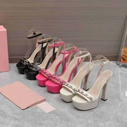 Well-known designer sandals fashion shoes silver chain decoration platform high heels fashion dress star red carpet must-have