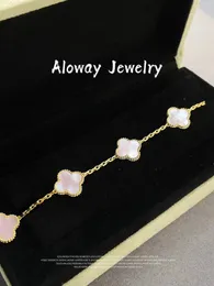 Gold Bracelet designer for women mother of pearl V Gold Five Flower Bracelet Female Plated 18K Natural Chalcedony Crystal Fritillaria Chalcedony with box