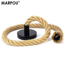 MARPOU E27 VINTAGE RETRO HEMP ROPE LAMP قواعد الثريات المنزلية LED قاعدة LED قاعدة AC85V-265V مصباح لزينة المنزل 240106