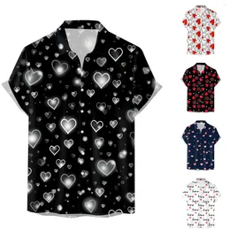 Мужские повседневные рубашки, мужские рубашки с коротким рукавом на День святого Валентина, осень-зима, модный топ с 3D принтом, блузка в Корейском стиле, уличная одежда на пуговицах