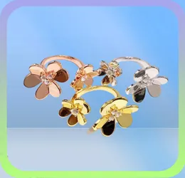 Luxusschmuck Designerringe Blumen Verlobungsringe für Frauen Silber Roségold 18 Karat Gold Mode Edelstahl Schmuck Liebhaber R7079613