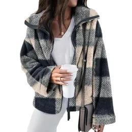 Autumn And Winter New Women's Fashion Trend Casual Loose Double Sided Plush Plaid Coat Large Women's Wear